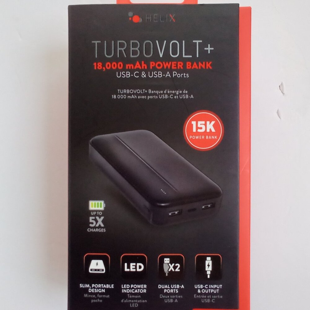 HELIX 18,000 MAH POWER🔋BANK WITH USB-C &  USB-A  PORTS AND UP TO 5X CHARGES